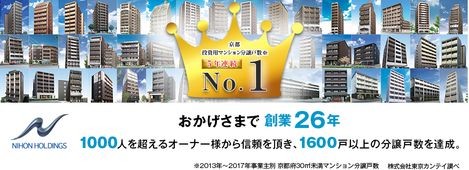 おかげさまで創業26年　１０００人を超えるオーナー様から信頼を頂き、1600戸以上の分譲戸数を達成。