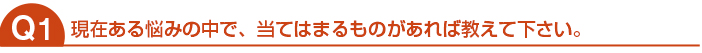 現在ある悩みの中で、当てはまるものがあれば教えて下さい。